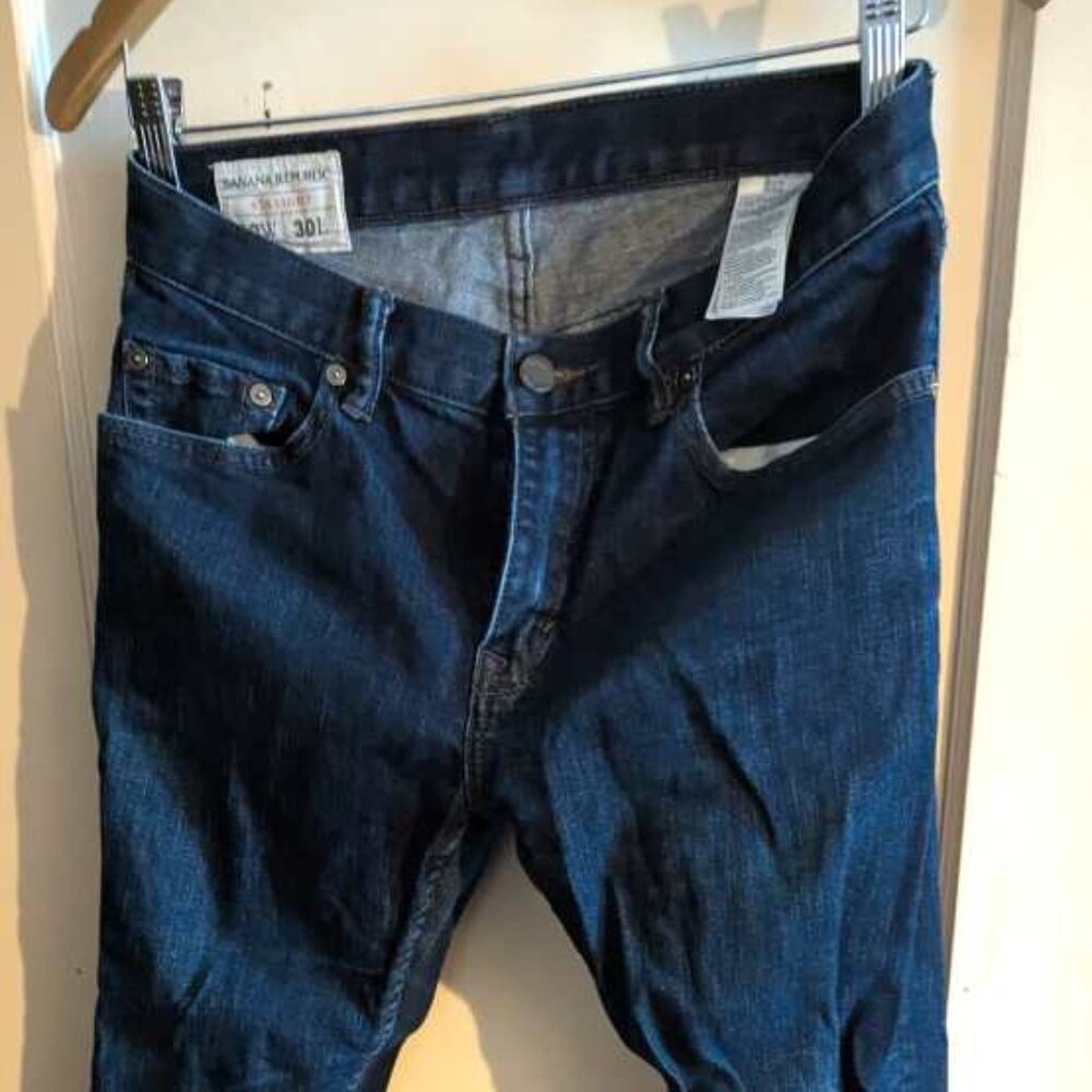 Banana Republic Mens Slim Straight Jeans Size 29x30 Blue Dark Wash Flex